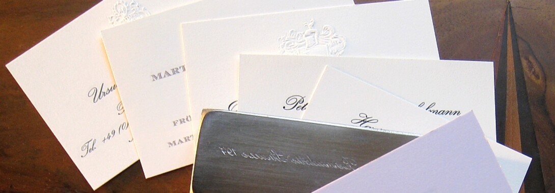 Druckateur - elegante Stahlstich Visitenkarten und Stahlstich Briefpapier edel im Stahlstichprägedruck online kaufen